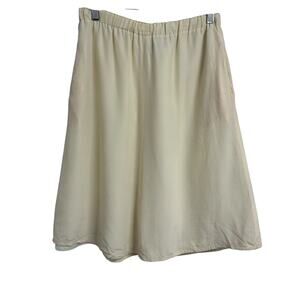 Fiorenza‎ Silk Skirt size 8 Pockets Cream Vintage Elastic
